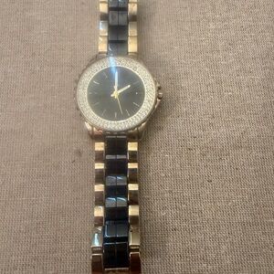 Anne Klein Gold and Black Rhinestones detail Bracelet Watch